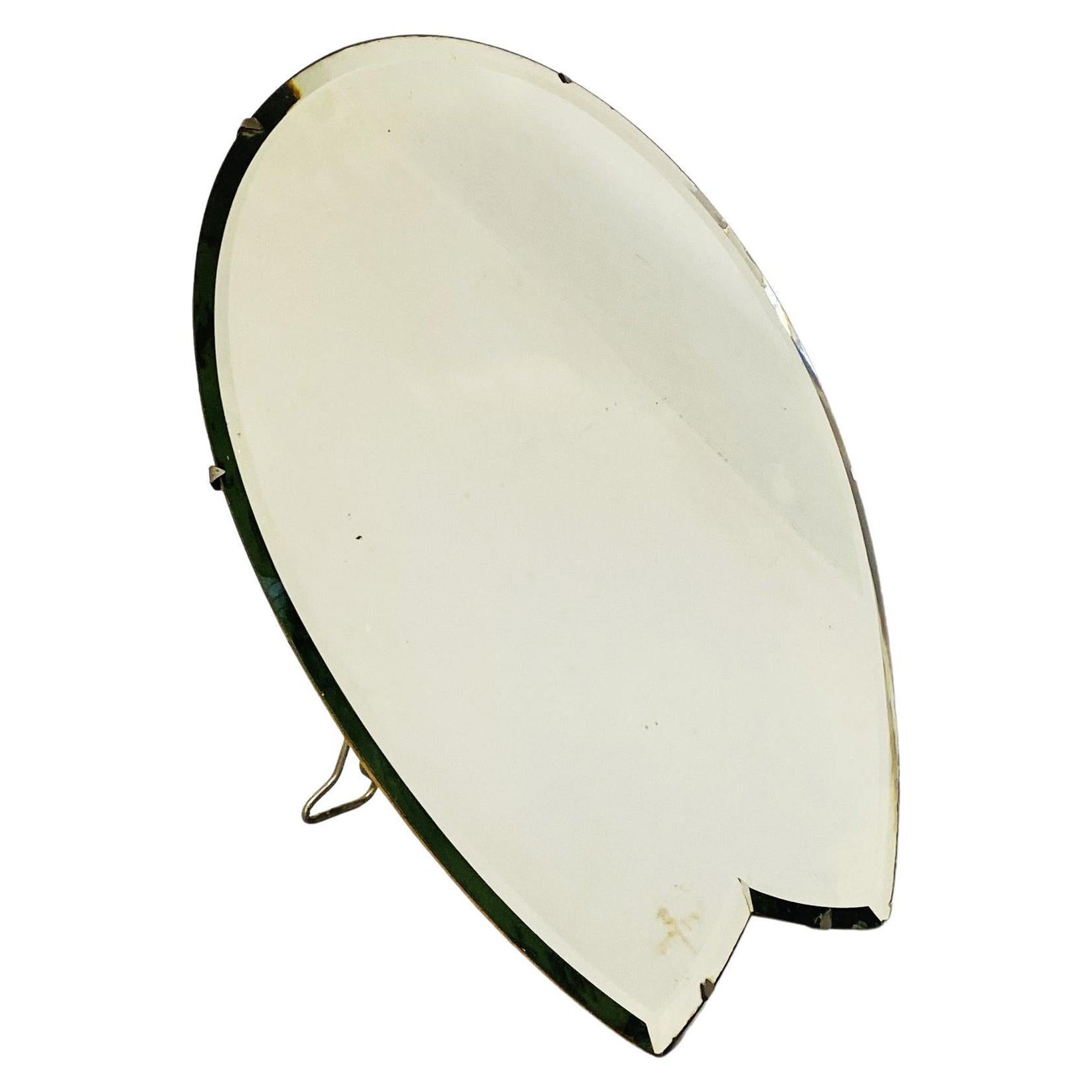 Italian Mid-Century Table Mirror in Wood and Iron by Luigi Fontana &C, 1950s For Sale