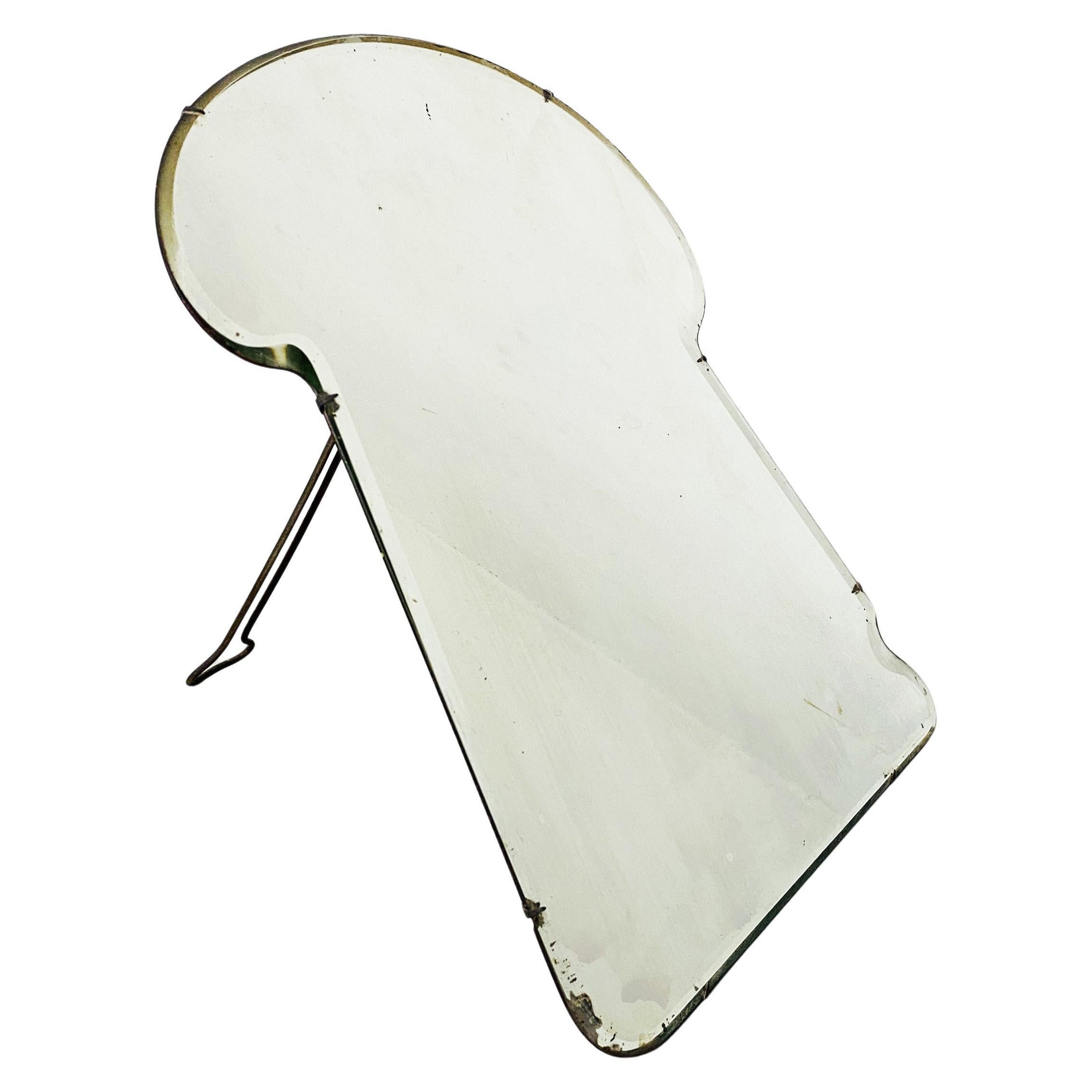 Italian Mid-Century Table Mirror in Wood and Iron by Luigi Fontana &C, 1950s For Sale