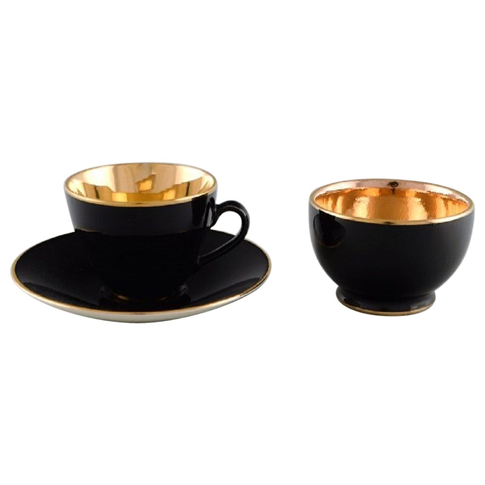 Royal Copenhagen / Aluminia Taza Confetti Moca con Plato y Azucarero