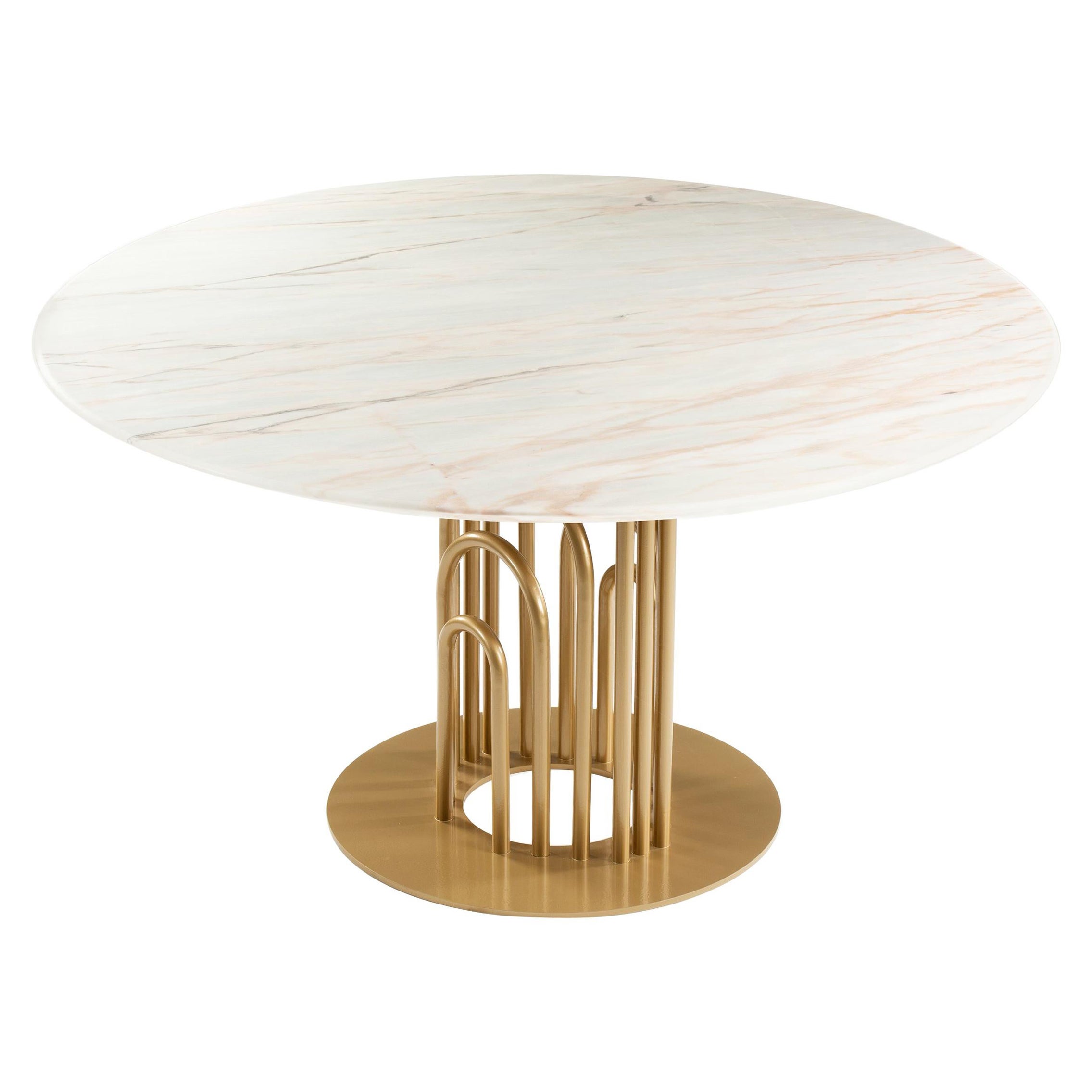 Dinner Table Bara in Lacquered Metal 120Ø with VAT For Sale