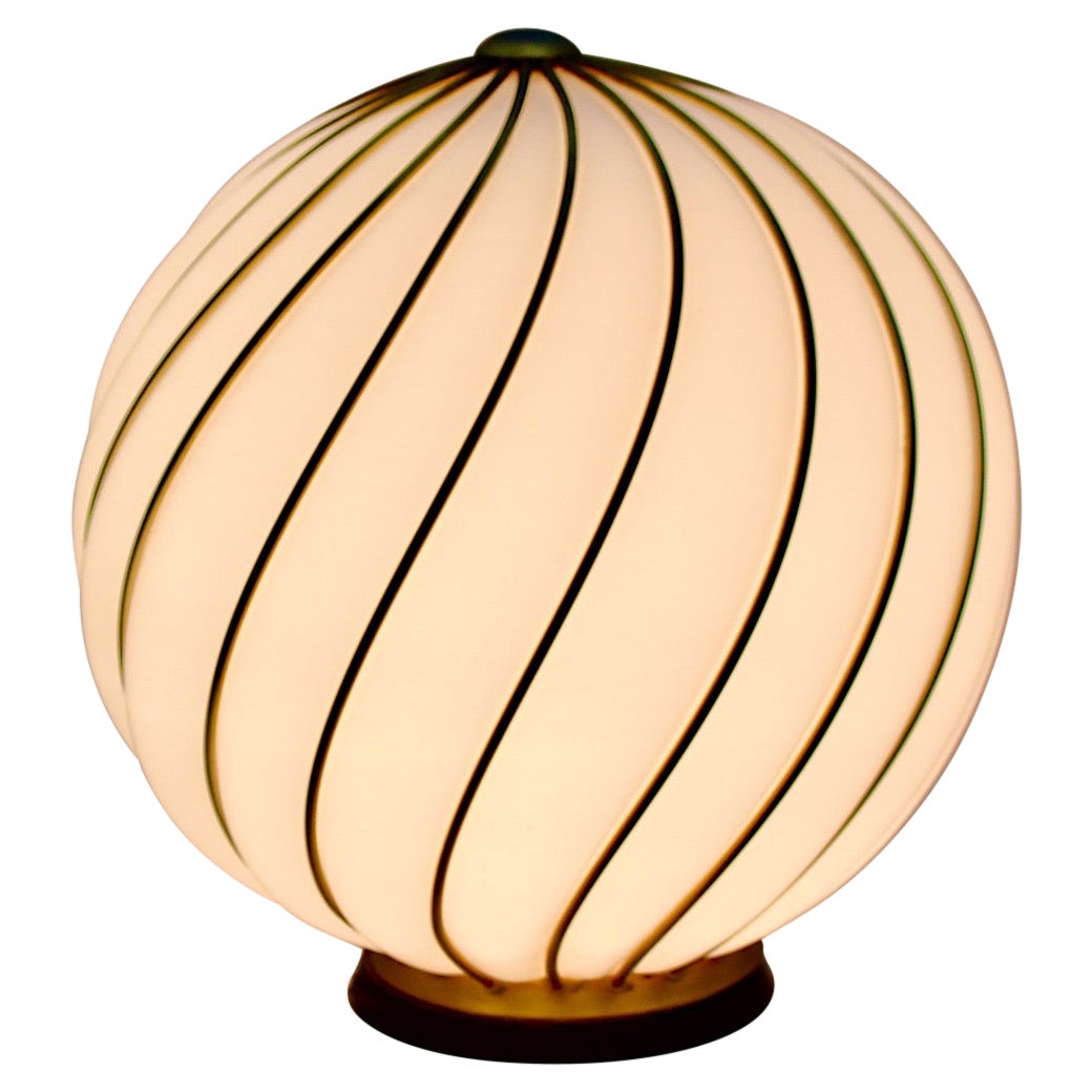 Mid Century Modern White Glass Brassed Vintage Ball Floor Lamp Table Lamp Italy 