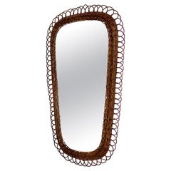 Mid Century Modern Retro Brown Willow Oval Wall Mirror 1960s Germany
