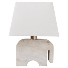 Vintage Italian Travertine Elephant Table Lamp by Mannelli Bros 'circa 1970s'