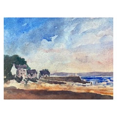 Maurice Mazeilie, French Impressionist Watercolour - Beach Landscape