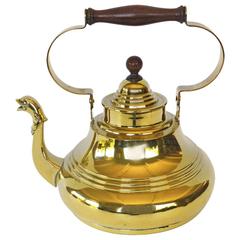 Dutch Brass Tea Kettle with Swing Handle and Cast Serpent Spout, circa 1725