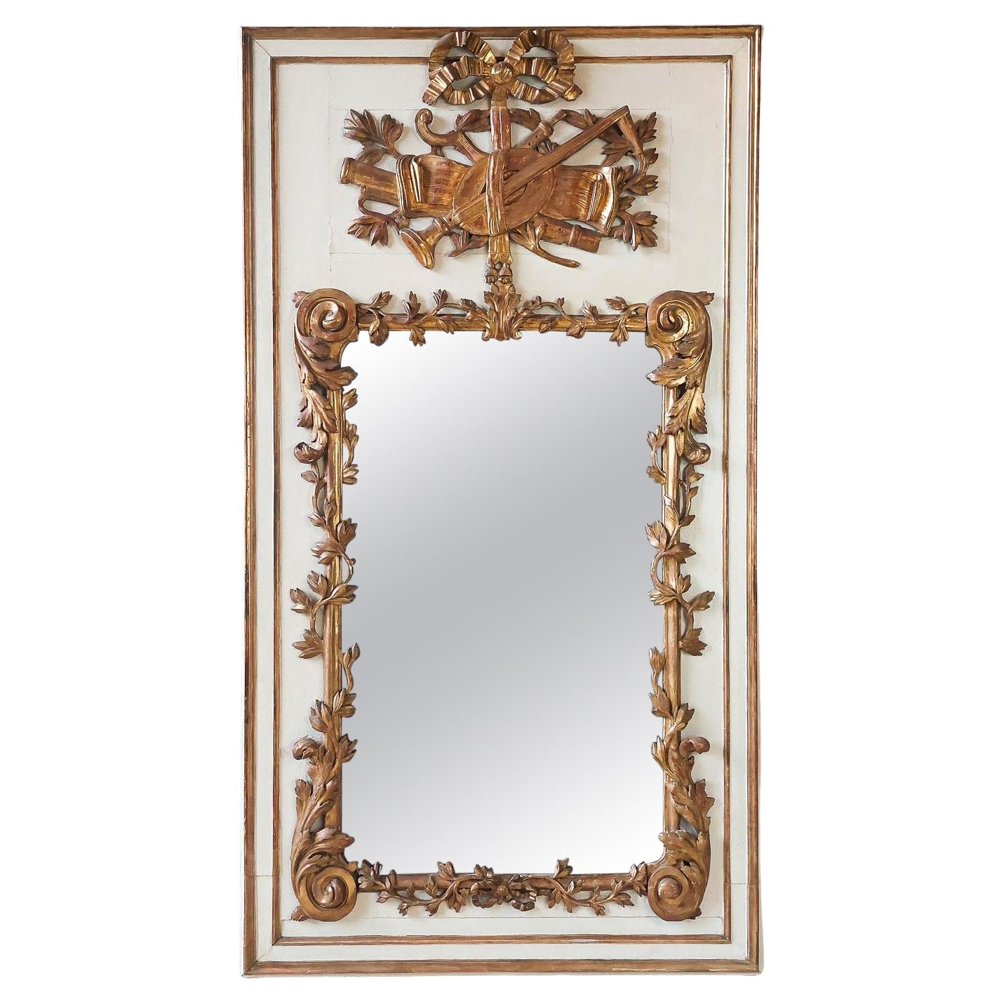 18th Century Hand-Carved Gilt Trumeau Mirror For Sale