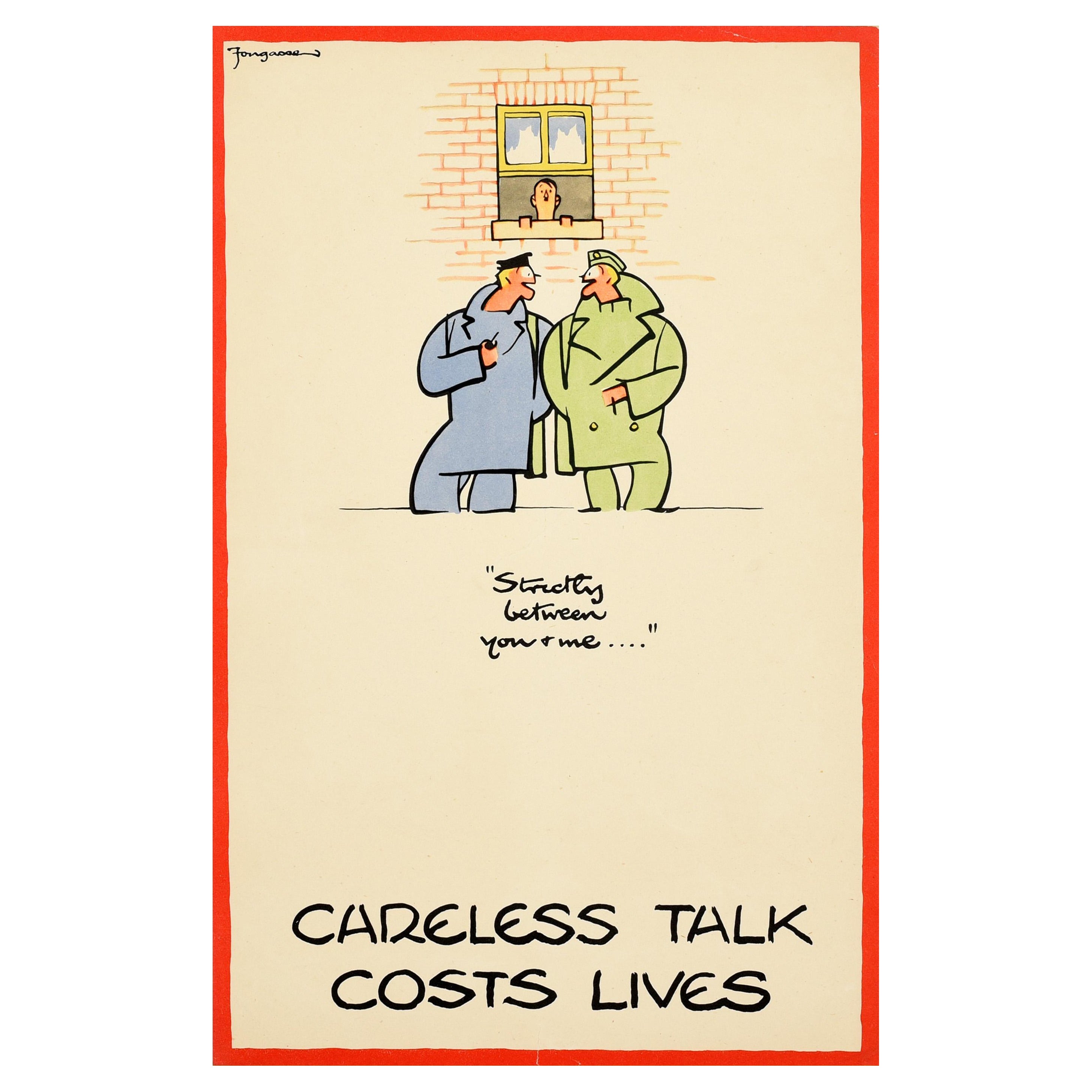 Original Vintage Poster Loose Talk Can Cost Lives WWII War News