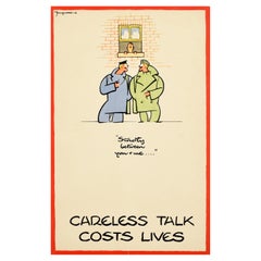Original Vintage WWII Poster Strictly Between You & Me Careless Talk Costs Lives