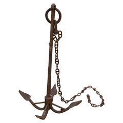 Vintage 1950s Spanish Complete Handmade Iron Boat Anchor