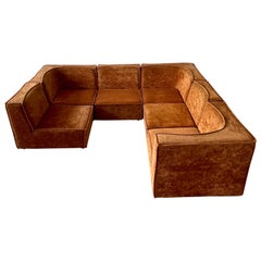 Modular Sofa Living Room Set of Six by Rolf Benz 1970s