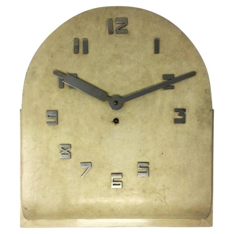 1930 Art Deco Wall Clock in Parchment, Made in France For Sale