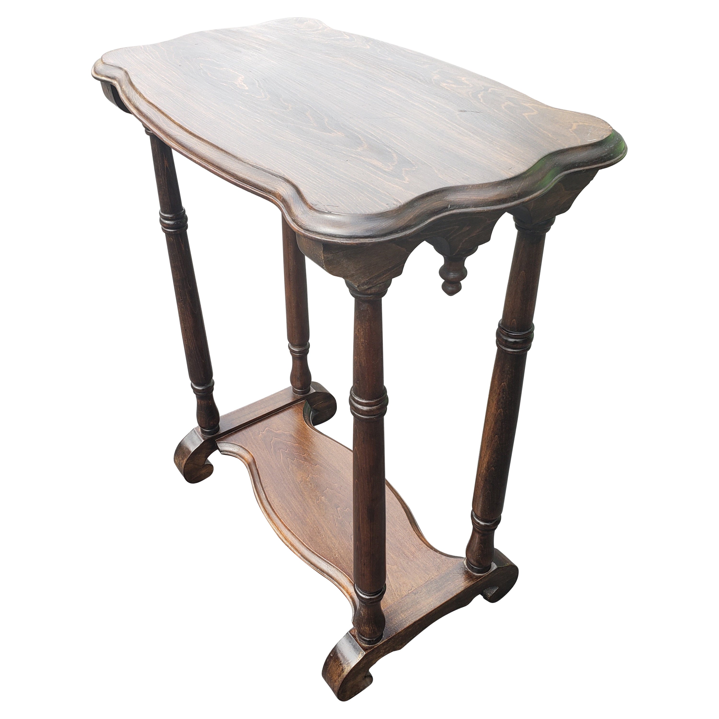 Vintage American Classical Walnut Tier Side Table, circa 1940s