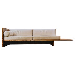Humphreys Sofa, Solid American Pecan Slab Frame with Extended Shelf