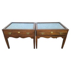Pair of Mahogany Display Case End Side Tables with Locks