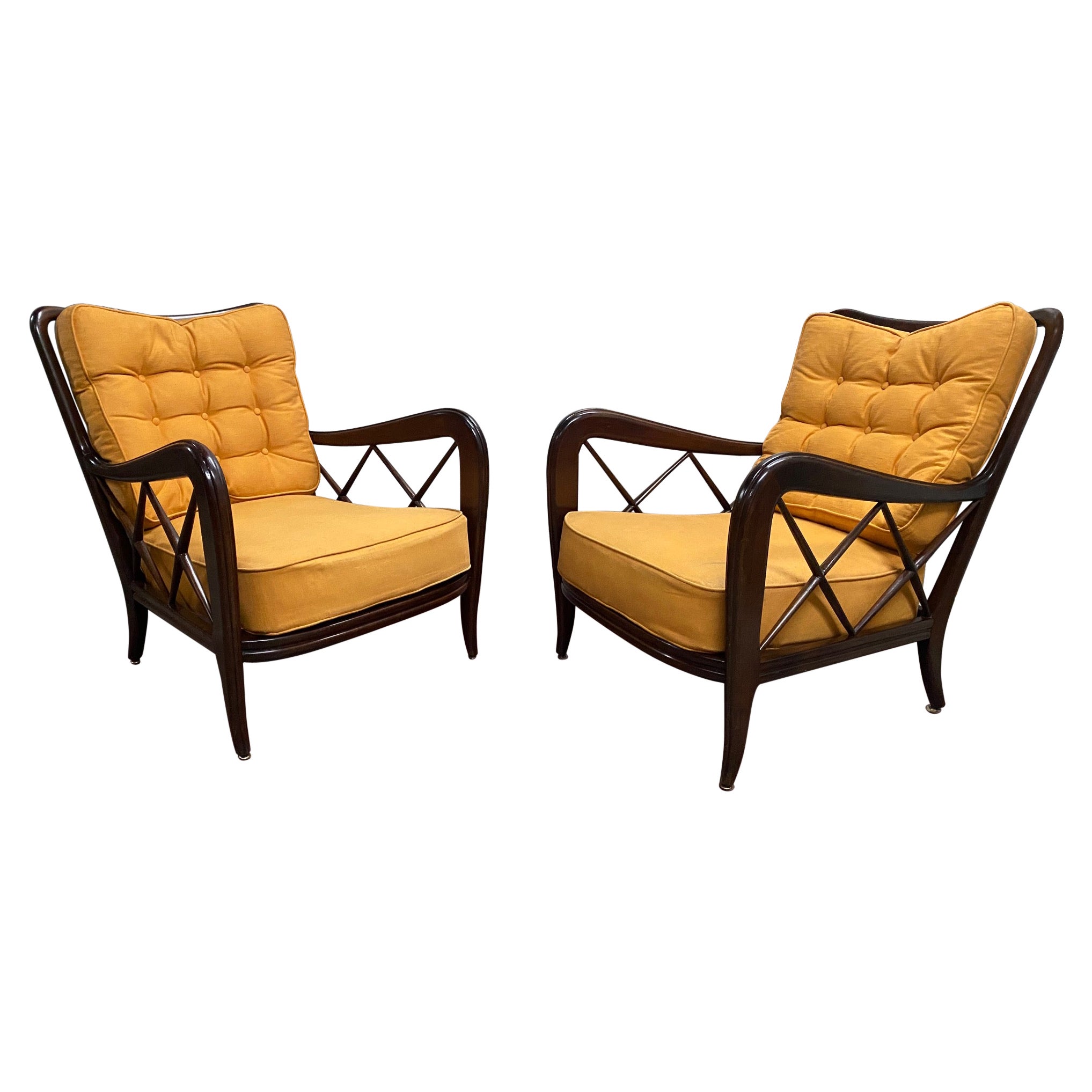 Pair of Walnut Lounge Chairs by Paolo Buffa