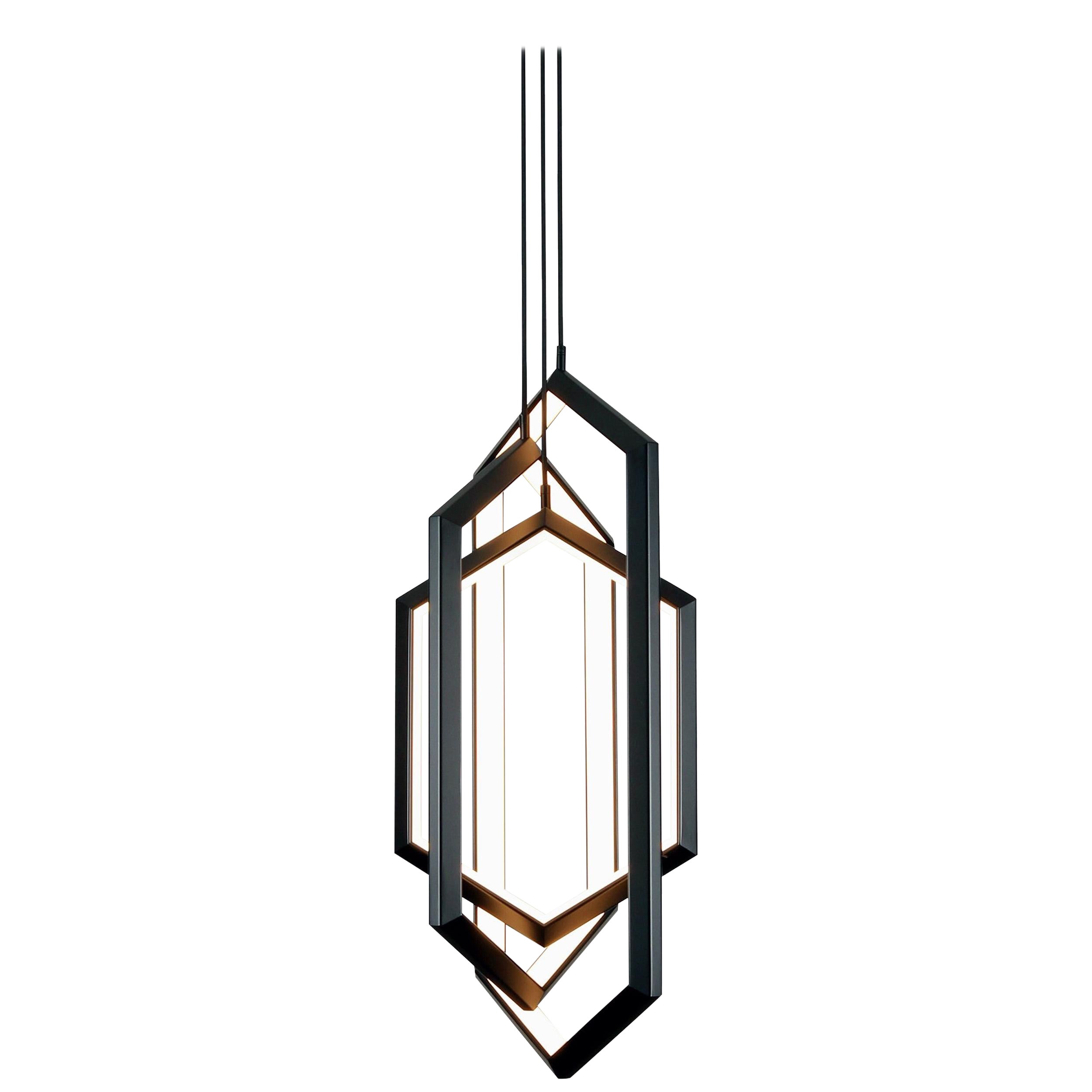 Sechseckiger geometrischer moderner Kronleuchter, Orbis VX31, zeitgenössische Leuchte
