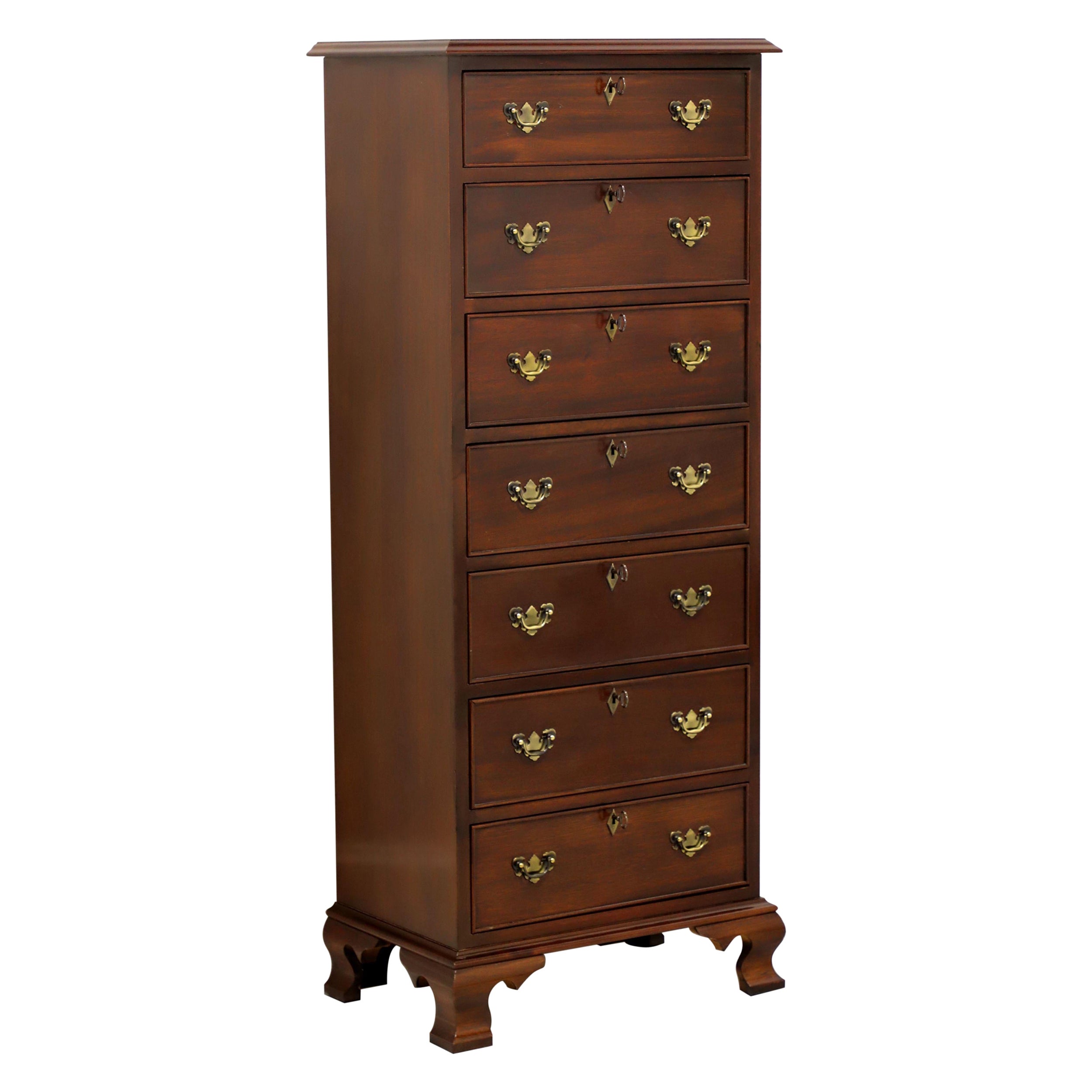 CRAFTIQUE Solid Mahogany Chippendale Style Semainier Lingerie Chest w/ Ogee Feet