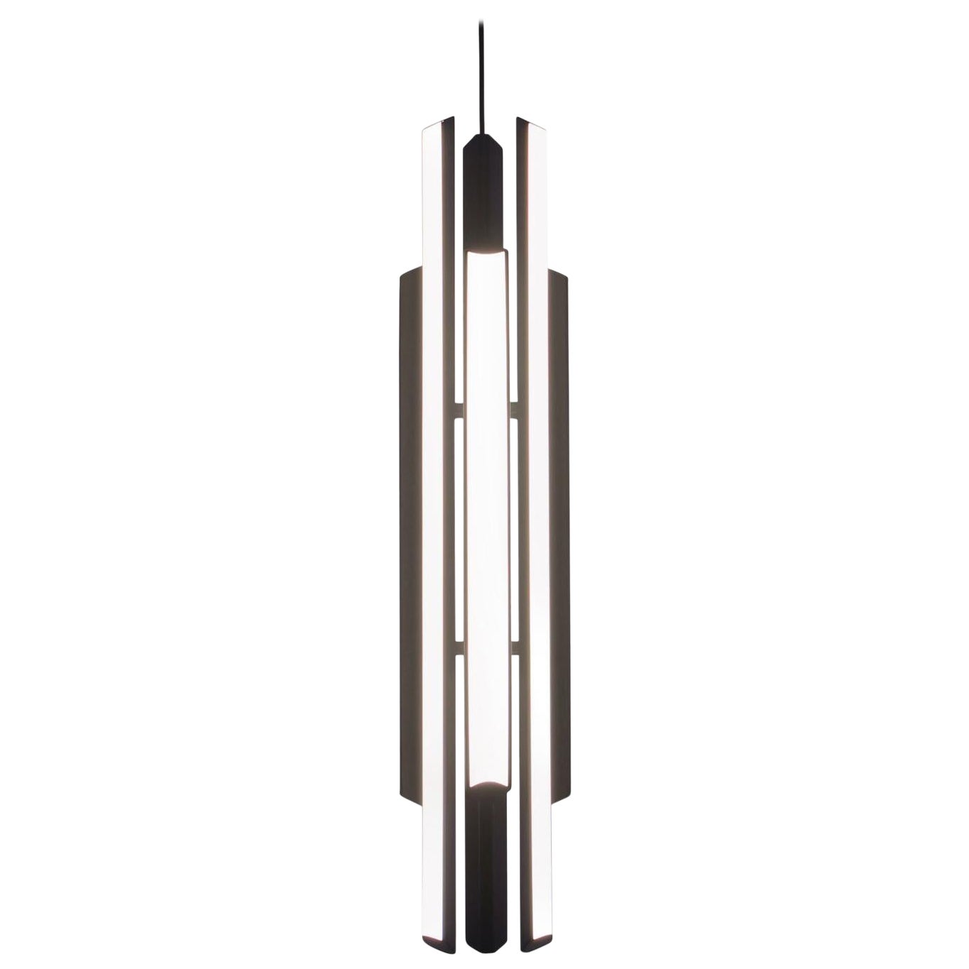 Chime Pendelleuchte 35, Geometrischer moderner vertikaler Kronleuchter mit LED-Beleuchtung