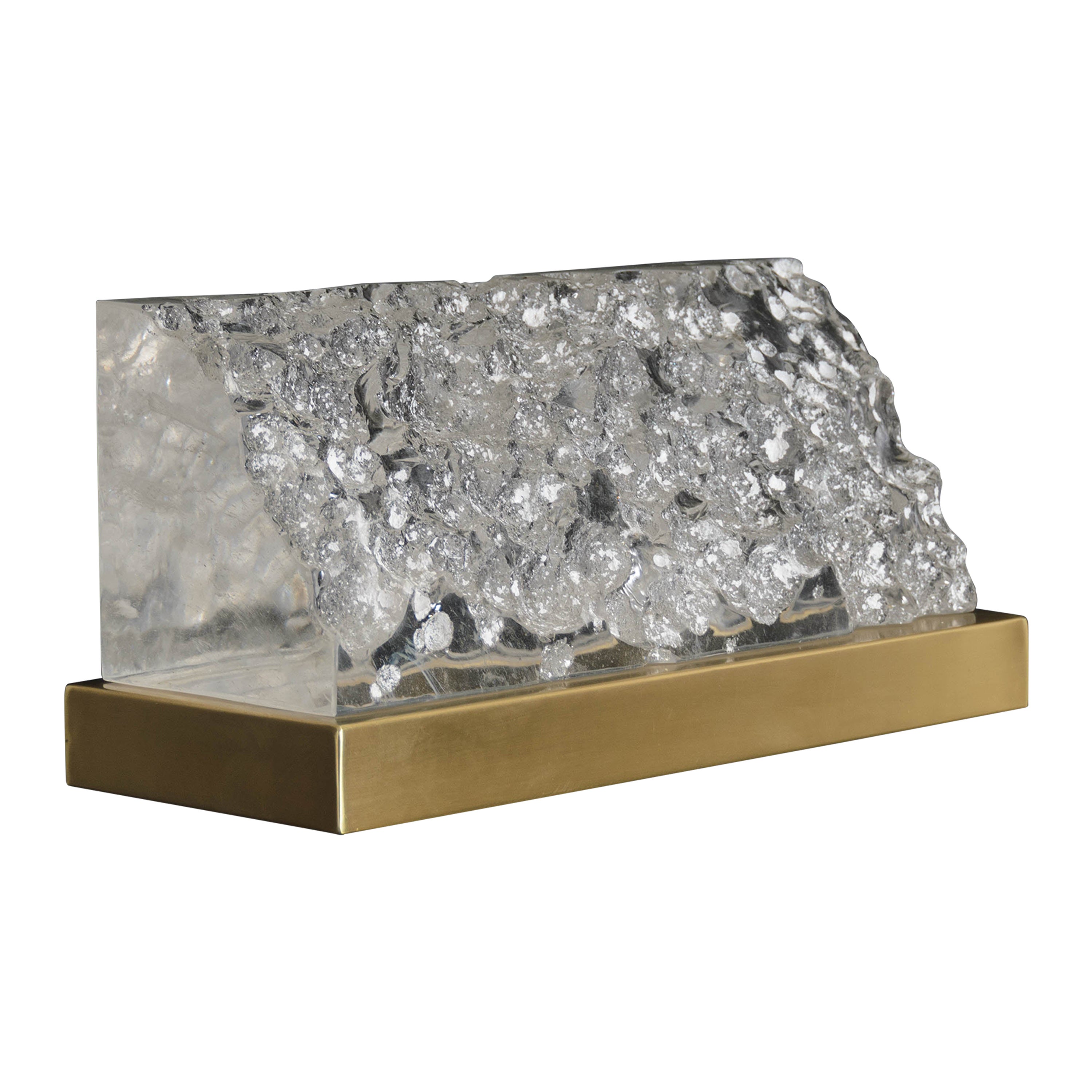 Contemporary Falls Crystal w/ Brass Base Light by Robert Kuo, Limited Edition For Sale