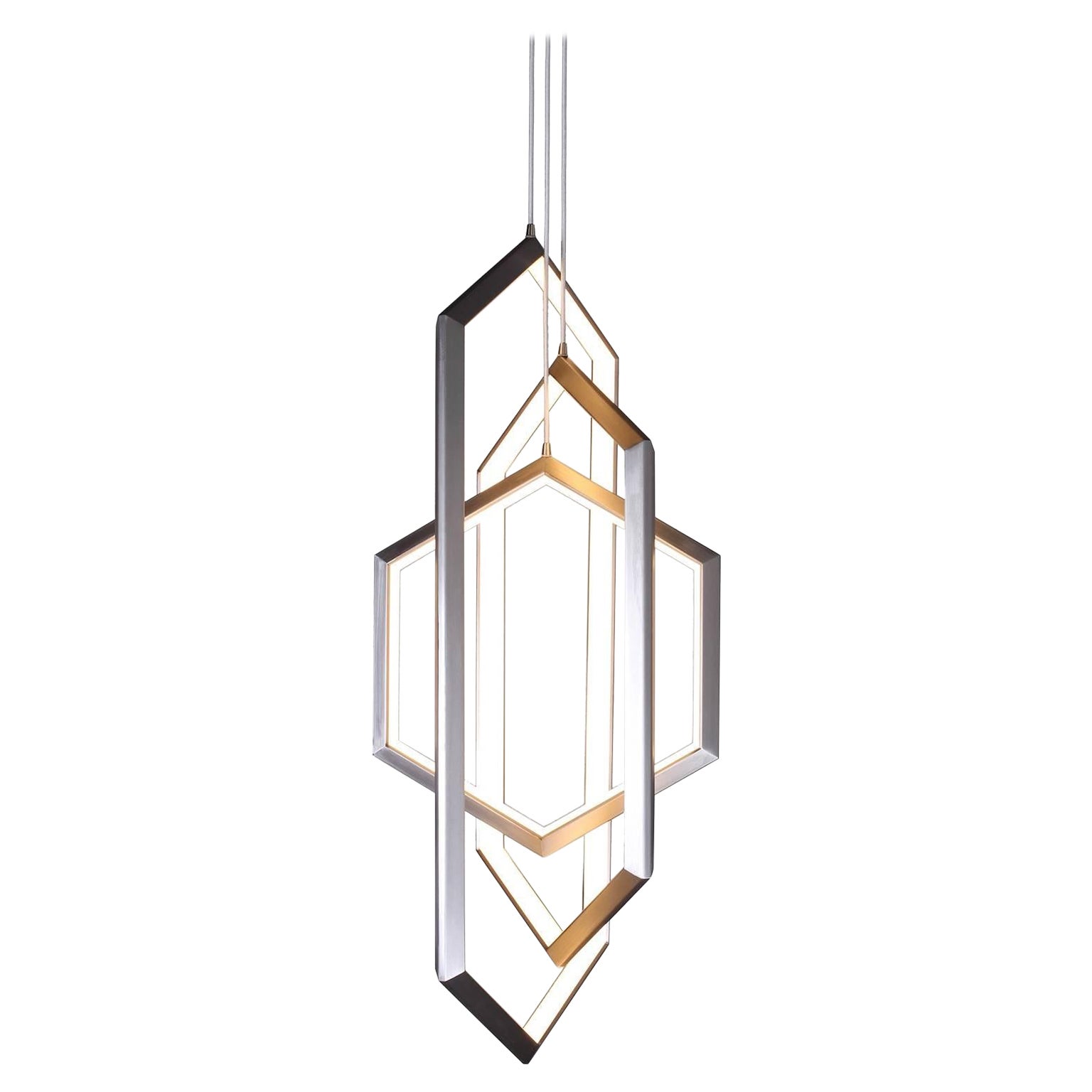 Orbis VX46 Hexagon Geometric Modern Led Chandelier Light Fixture For Sale