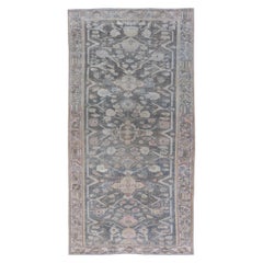 Antique Hand-Knotted Persian Bakhtiari Gallery Rug in Wool with Floral Design