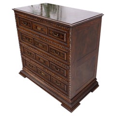 Vintage Heavily Carved Spanish Style 4 Drawers Commode Chest of Drawers Dresser Cabinet 