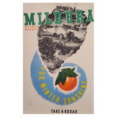 Original Art Deco Australian Poster by Gert Sellheim, 'Mildura Take a Kodak'