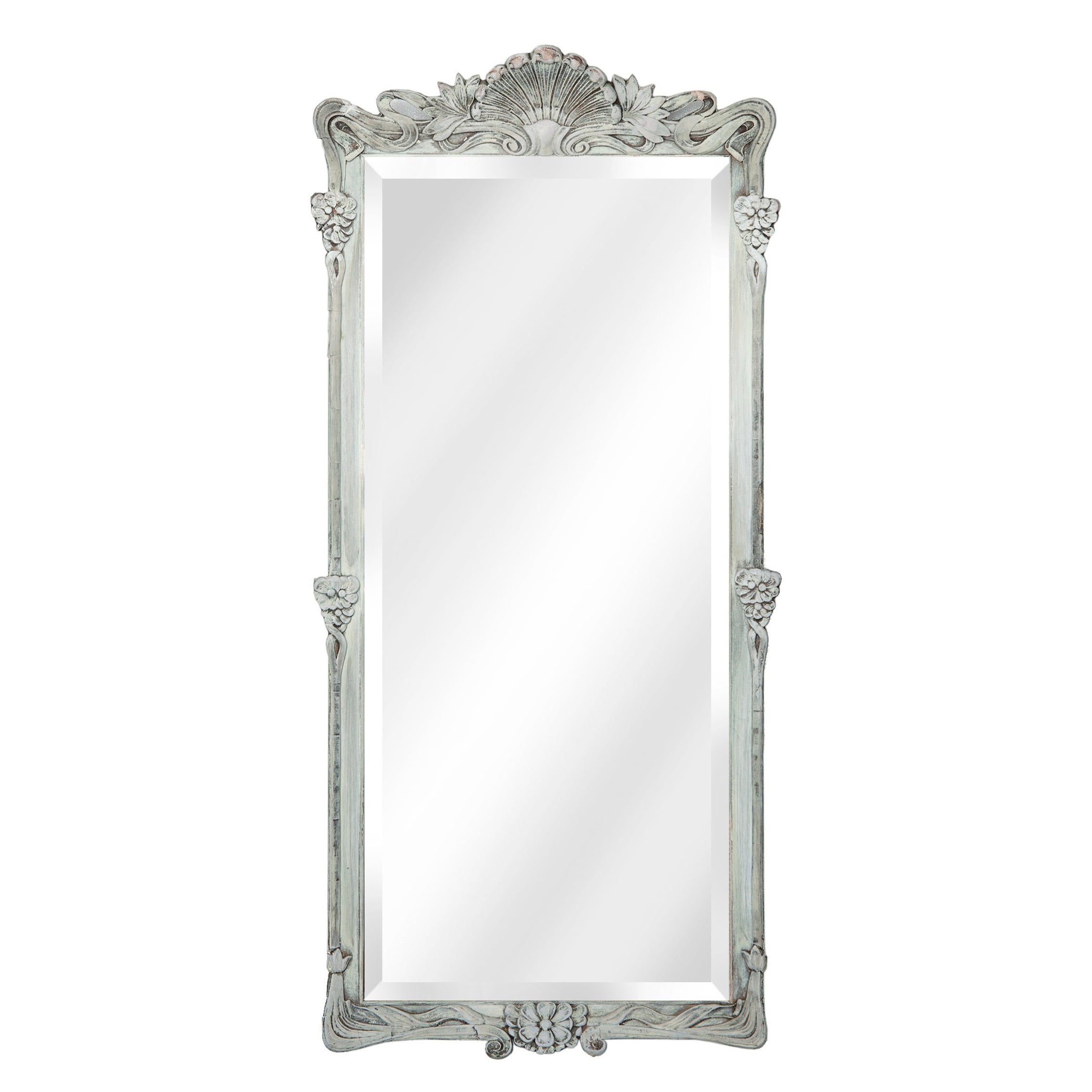 Slender Art Noveau Beveled Mirror For Sale