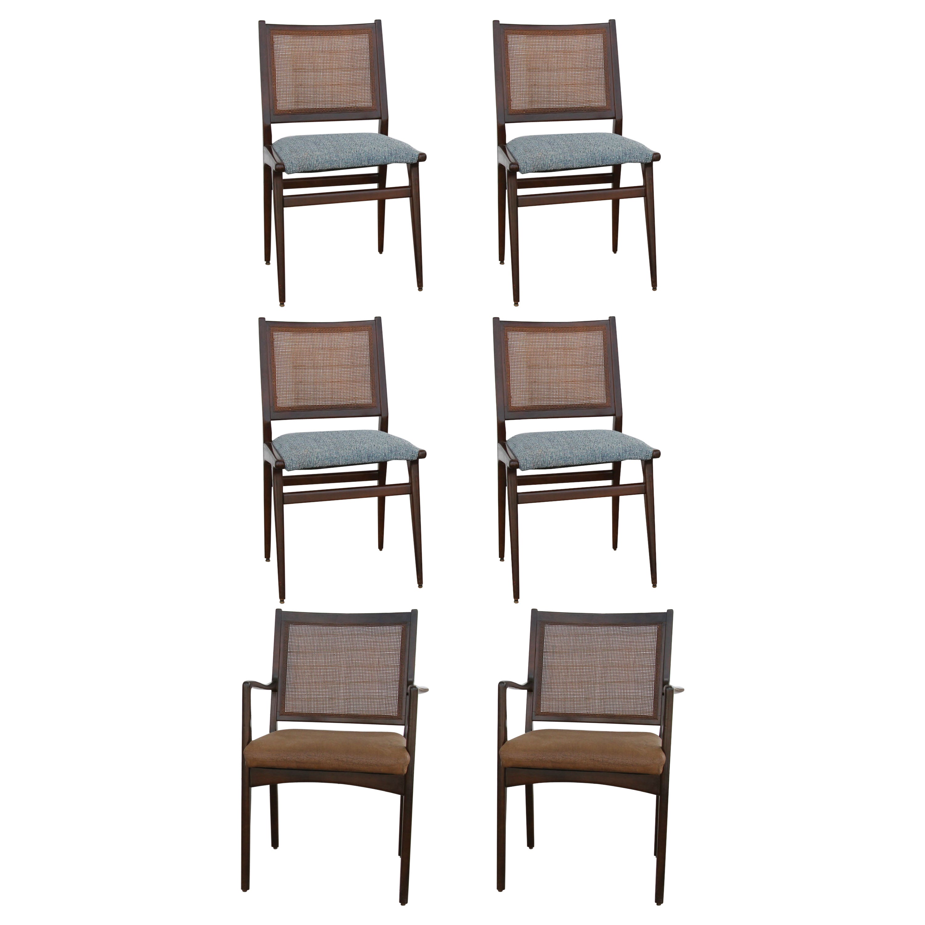 Set of 6 Swedish Dining Chairs Attributed to Karl Erik Ekselius in Teak and Cane For Sale