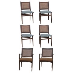 Used Set of 6 Swedish Dining Chairs Attributed to Karl Erik Ekselius in Teak and Cane