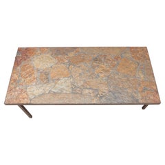 Vintage Slate Stone Brutalist Coffee Table, Dutch Design