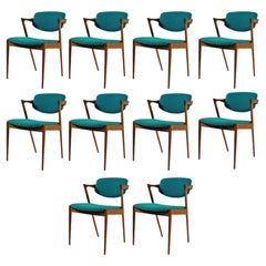 Kai Kristiansen Ten Fully Restored Teak Dining Chairs Custom Upholstery Included