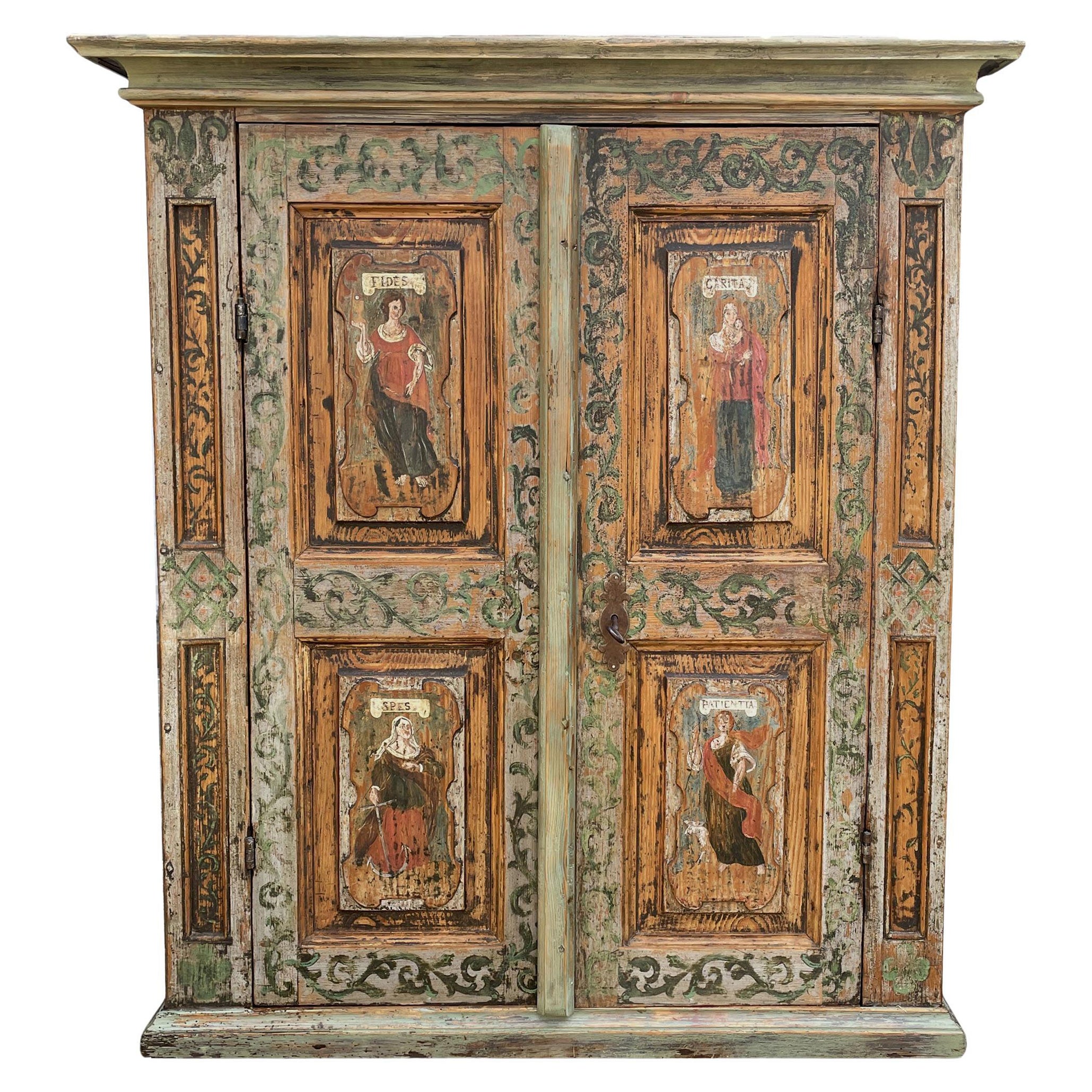 Light Blue with Classic Figures Painted Cabinet, Italy, 1600
