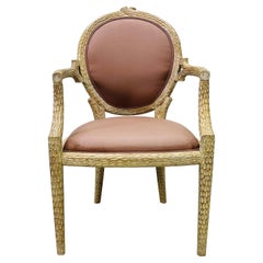 Vintage Textured Round Back Arm Chair