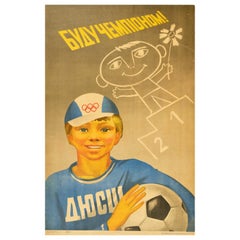 Original Vintage Poster I Will Be A Champion Children Youth Sport School Olympic
