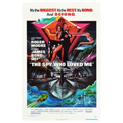 Original Vintage Film Poster For James Bond 007 The Spy Who Loved Me Roger Moore