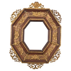 Wood and Bronze Octagonal Frame, 17th Century