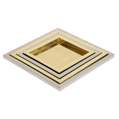 Willy Rizzo Nesting Trays, Brass, Stainless Steel, Signed