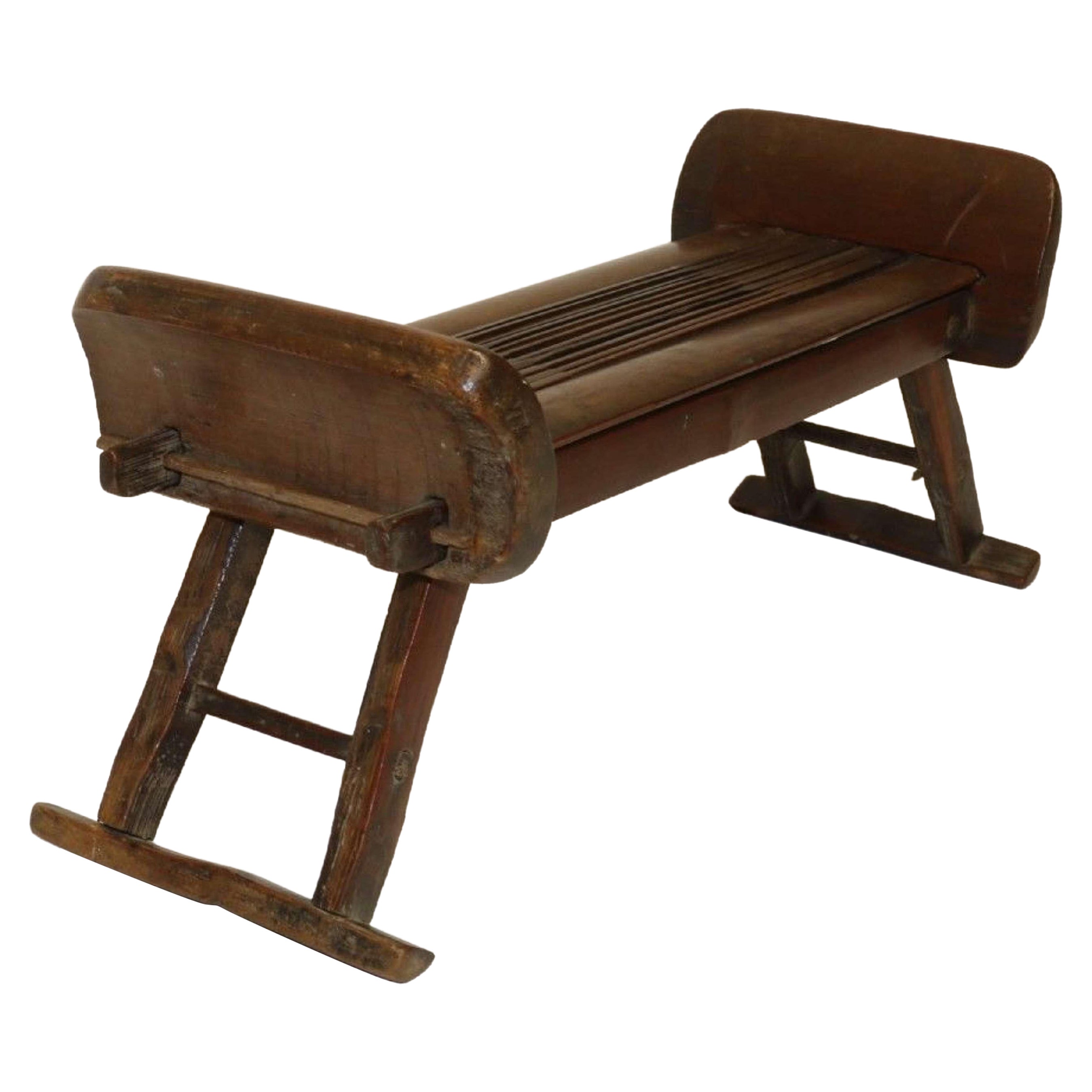 19th Century, Chinese Folding Bamboo Headrest, circa 1800 For Sale