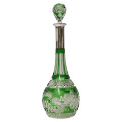 Bohemian Cut Glass and Silver Topped Spirit Decanter, Circa 1930
