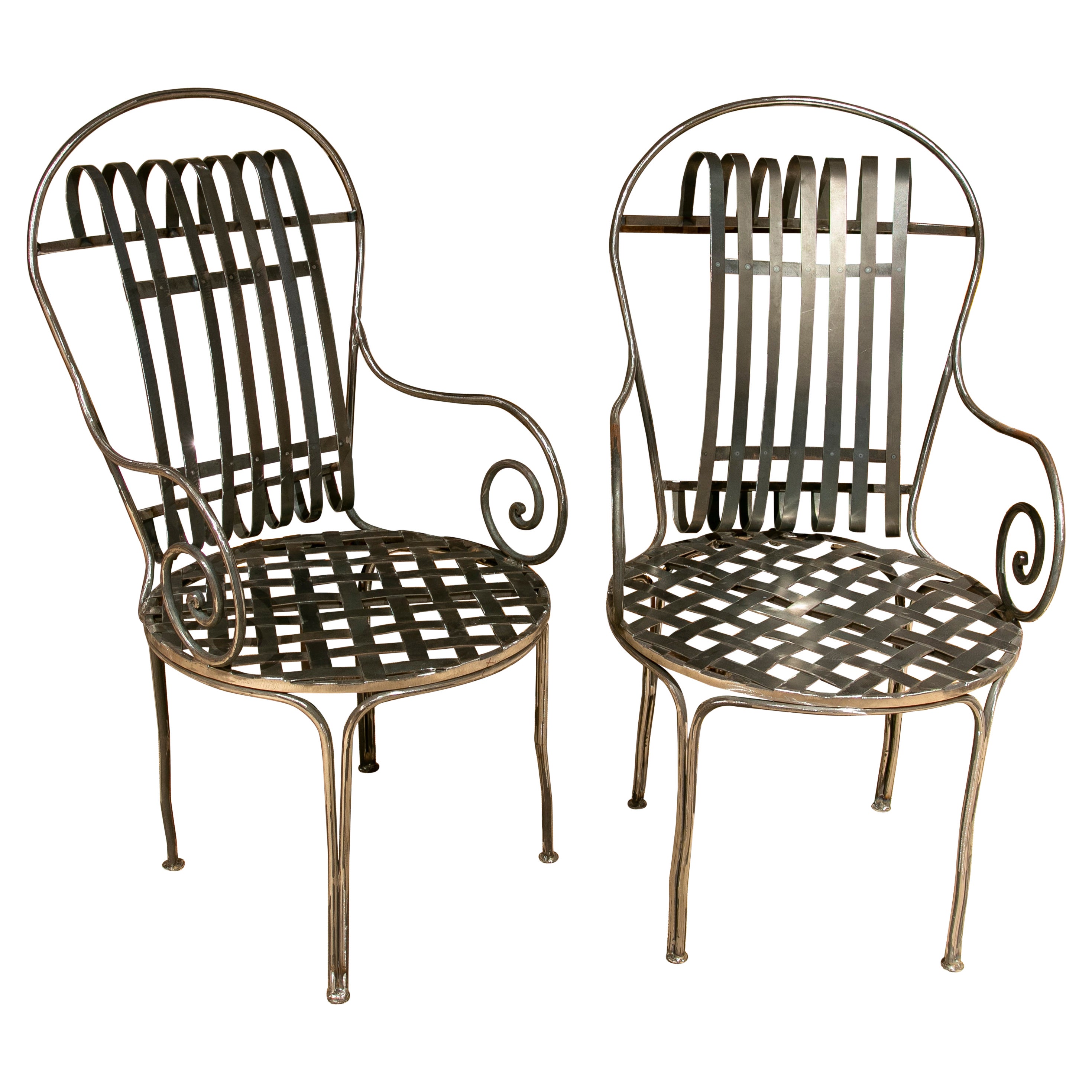 Pair of Handmade Wrought Iron Armchairs