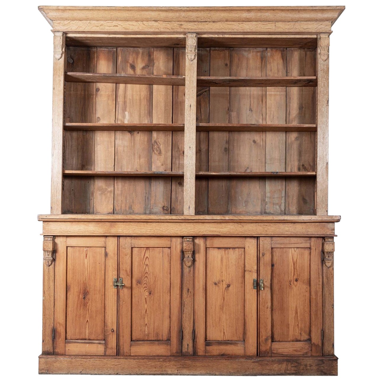 19thC Oak & Pine Open Bookcase / Dresser For Sale