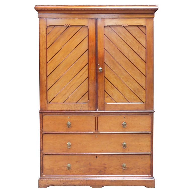 Antique English Victorian Arts and Crafts Linen Press c1880 at 1stDibs