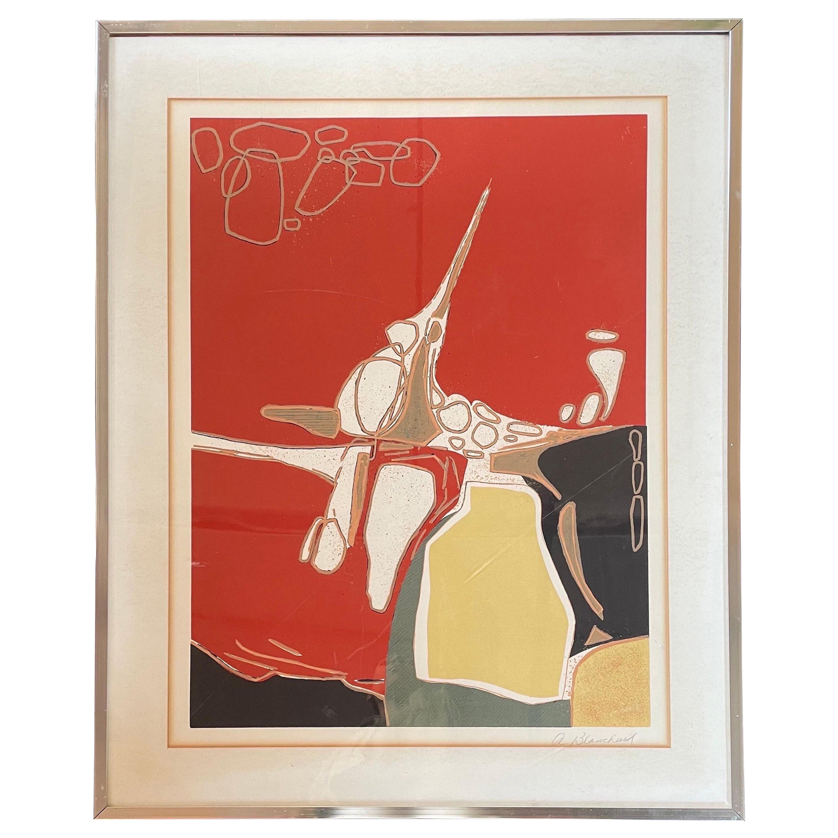 Signed Mid-Century Modern Abstract Lithograph 