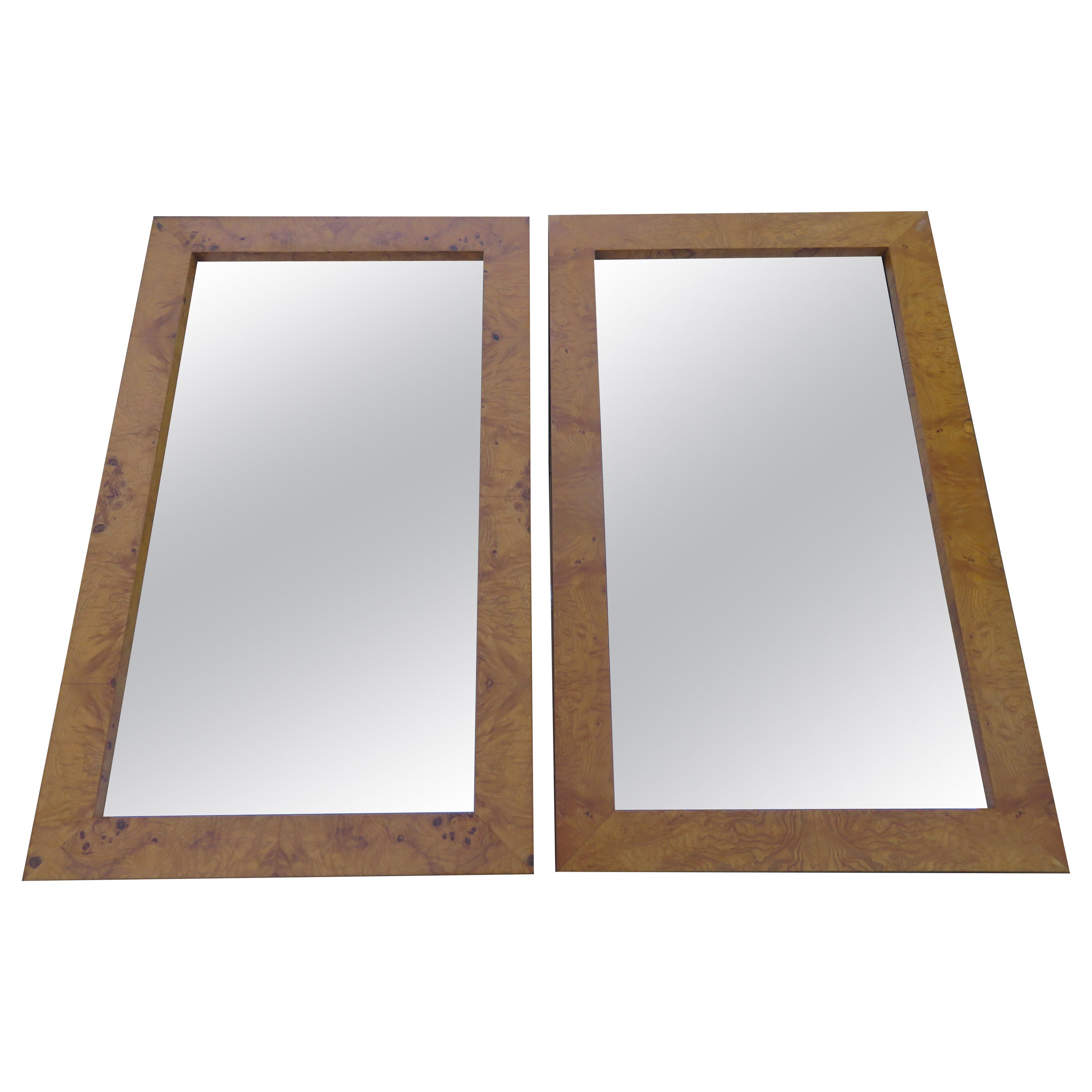 Fabulous Pair Milo Baughman Thayer Coggin Burl Mirrors Mid-Century Modern