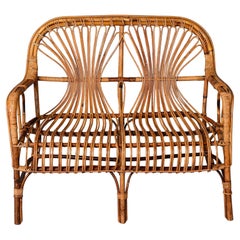 Mid-Century Vintage Wicker Settee