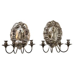 Pair of 19th C. English Silvered Sconces