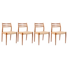 Vintage 4 Niels Otto Møller Teak and Leather Dining Chairs