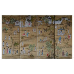 Retro Chinoiserie Wallpaper Hand Painted Wallpaper on Silk, Accept Custom Size