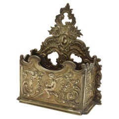 Antique Cast Brass Letter Rack or Holder